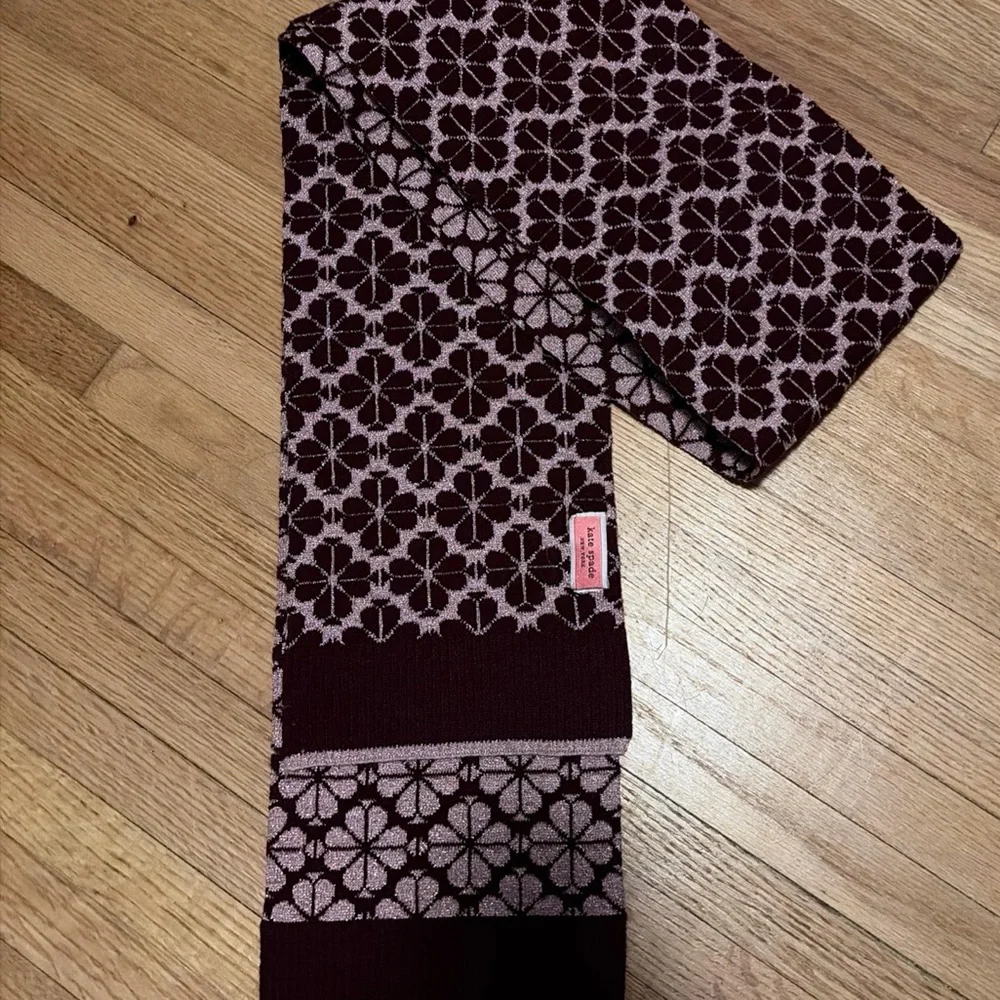 Kate Spade Burgundy and Pink Floral Scarf - Picture 1 of 6